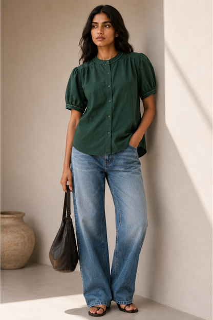 Forest Meadow Trim Cambric Blouse