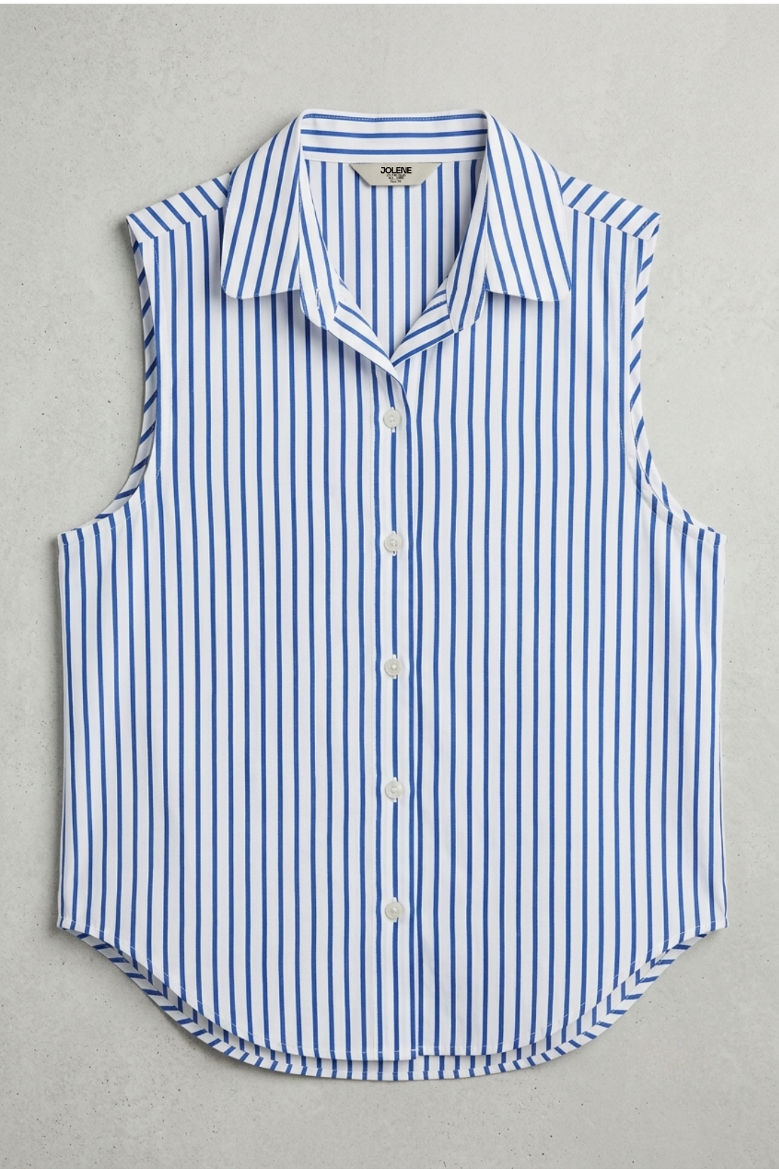 White Blue Stripe Sleeveless Shirt