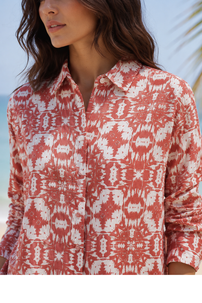 Viscose Printed Oversize Fit Casual Shirt