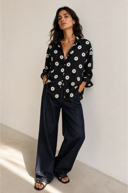Viscose Printed Oversize Fit Cool Shirt
