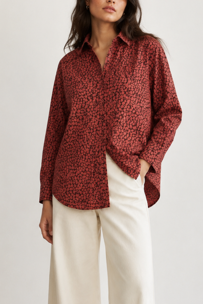 Cotton Printed Oversize Fit 90s Shirt
