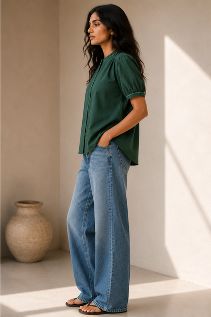Forest Meadow Trim Cambric Blouse