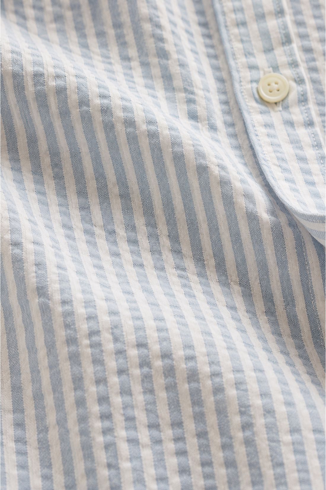 Jolene Woman Blue & White Seersucker Striped Shirt