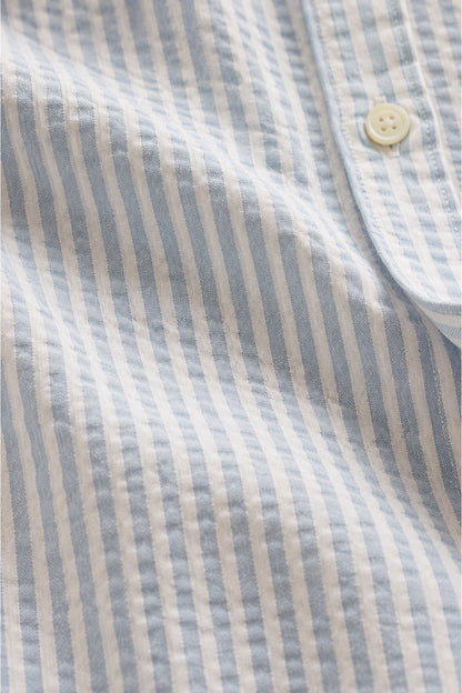 Jolene Woman Blue & White Seersucker Striped Shirt