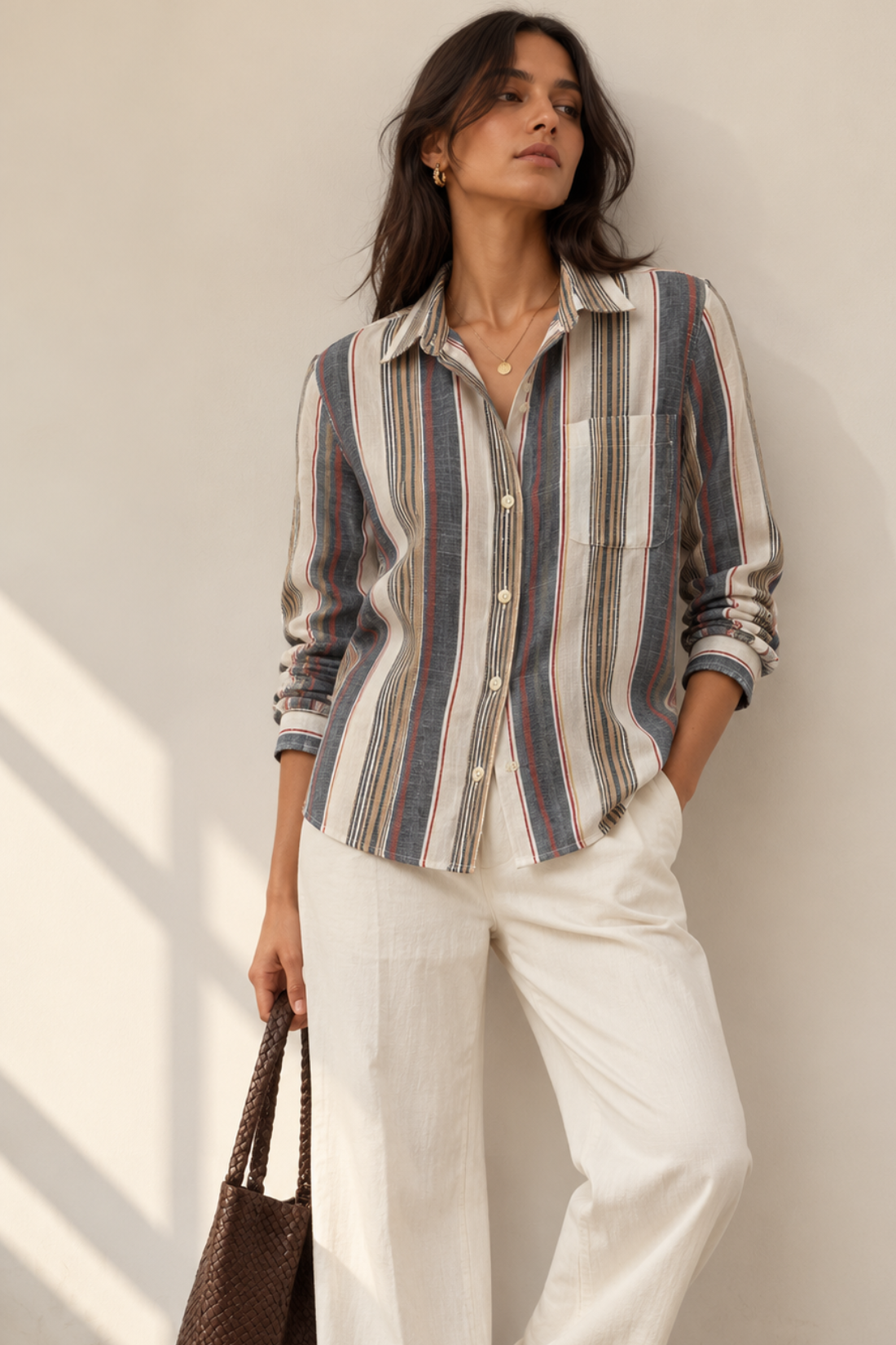 Cotton Regular Fit Multicolour Stripe  Shirt