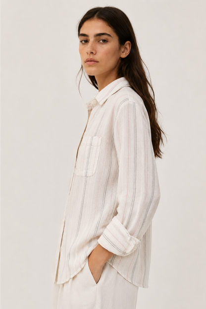 Jolene Amalfi White Striped Button Down Shirt