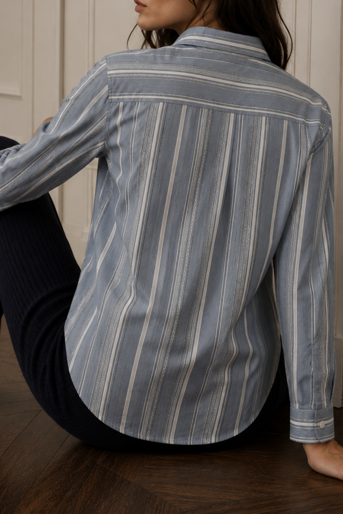 Grey Cotton Dobby Stripe Regular Fit Shirt
