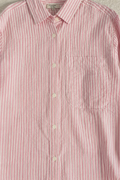 Pink Cotton Seersucker Striped Regular Fit Shirt