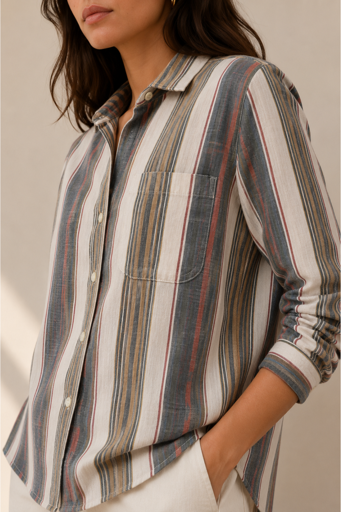 Cotton Regular Fit Multicolour Stripe  Shirt