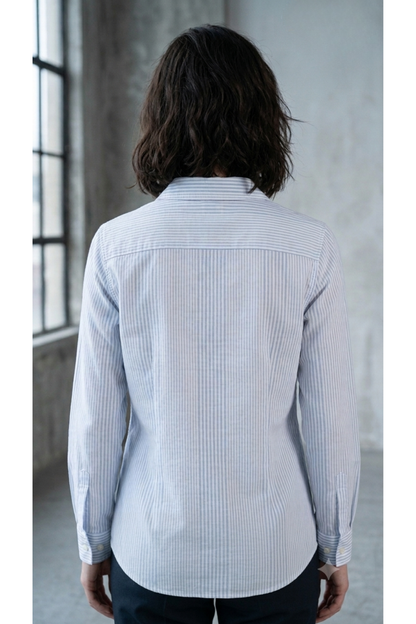 Blue Mixed Stripe Cotton Button Down Regular Fit Shirt