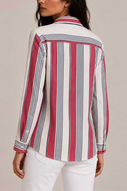 Red Stripe Cotton Regular Fit Shirt