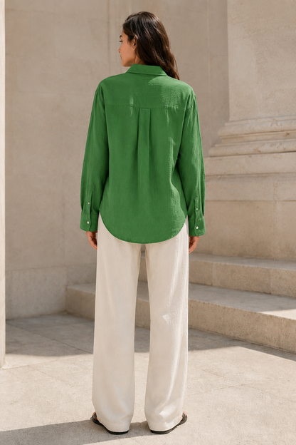 Emerald Green Double Cloth Relaxed Honest Shirt