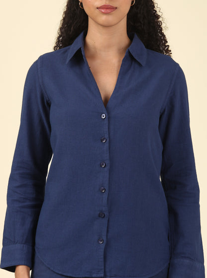 Linen Shirt Classic Fit - Midnight Blue