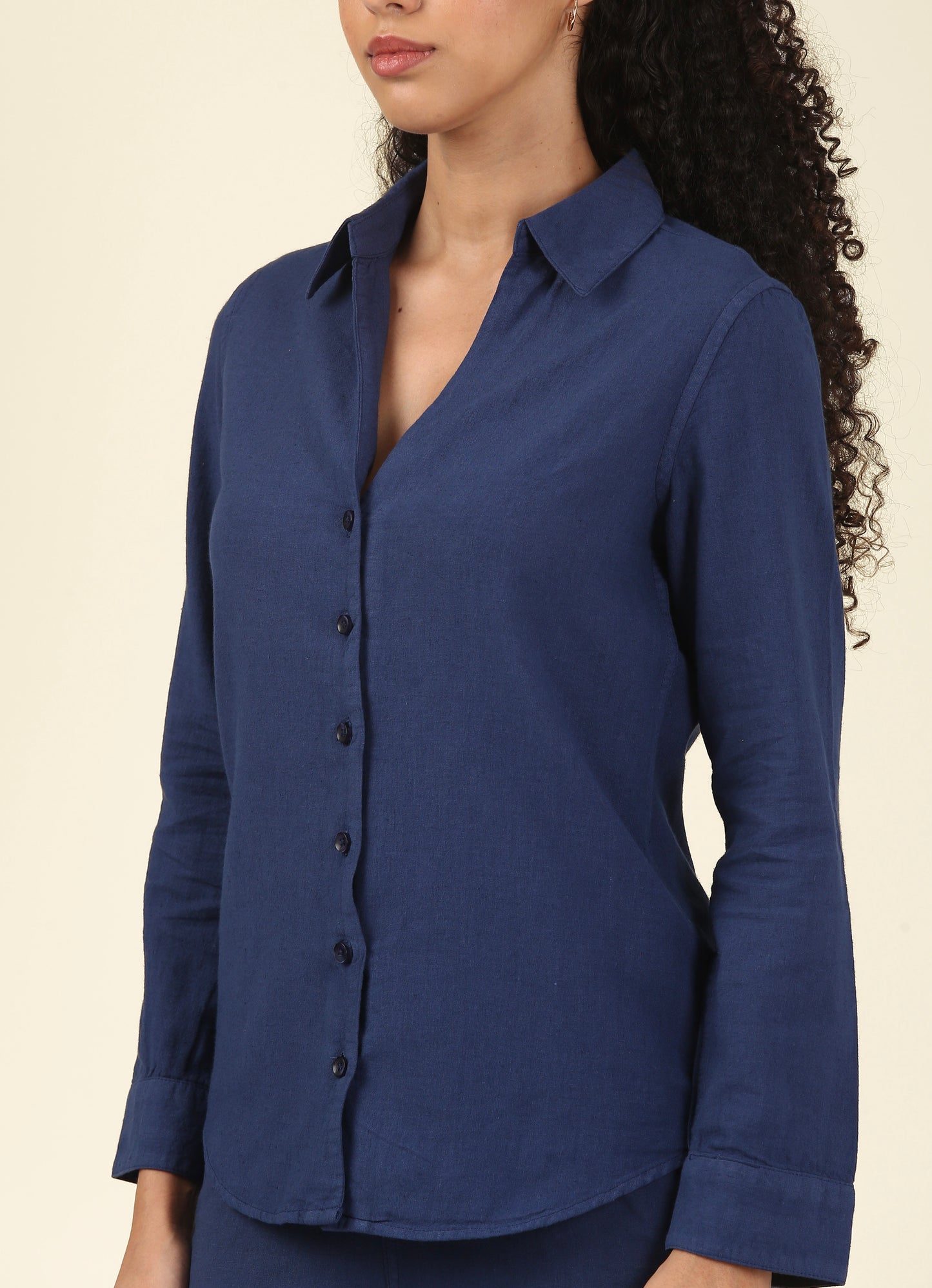 Linen Shirt Classic Fit - Midnight Blue