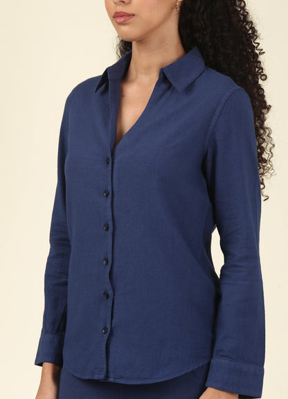 Linen Shirt Classic Fit - Midnight Blue