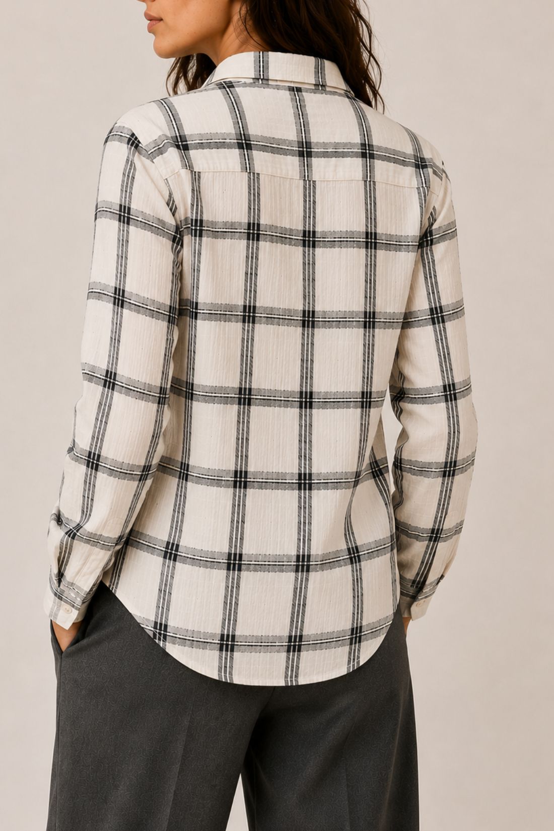 Jolene Crosstown Black Checked Regular Fit Button Down Shirt