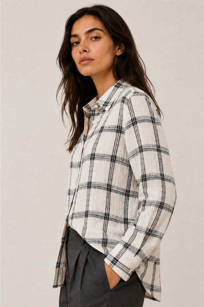 Jolene Crosstown Black Checked Regular Fit Button Down Shirt
