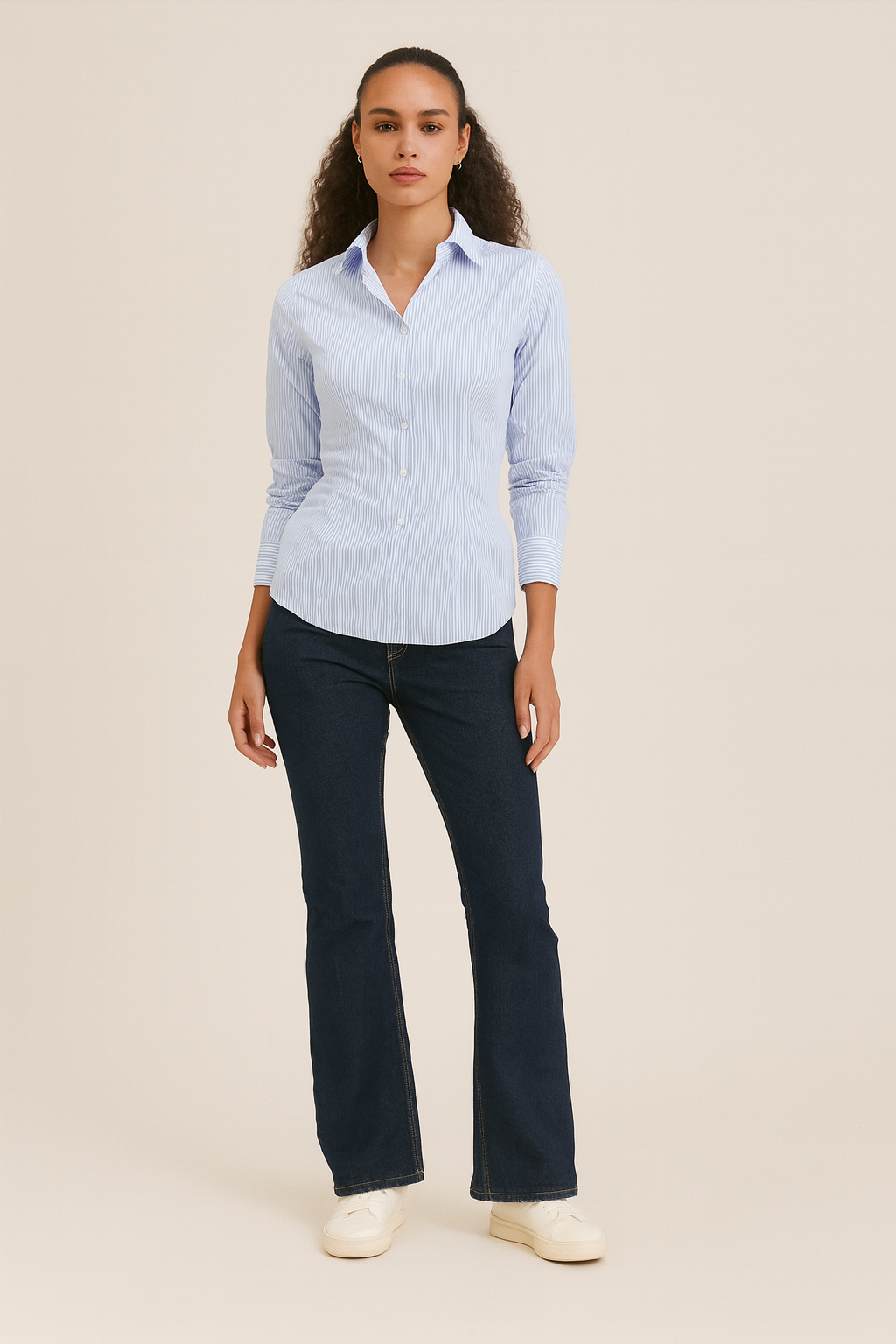 Fitted Stripe Blue Cotton Shirt