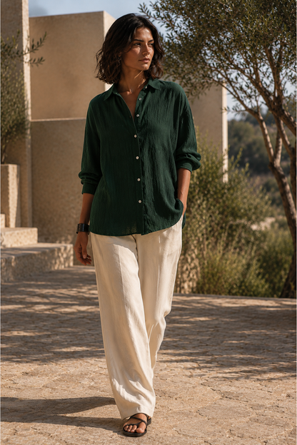 Juniper Crinkle Viscose Oversize Fit Shirt