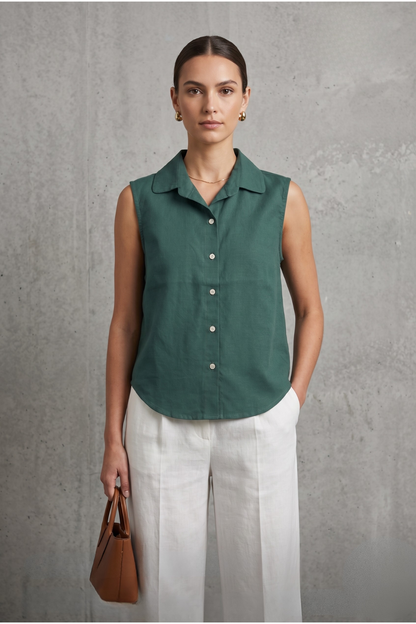 Forest Green Sleevless Shirt