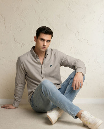 Soft Cotton Beige Full Sleeve Men's Shirt