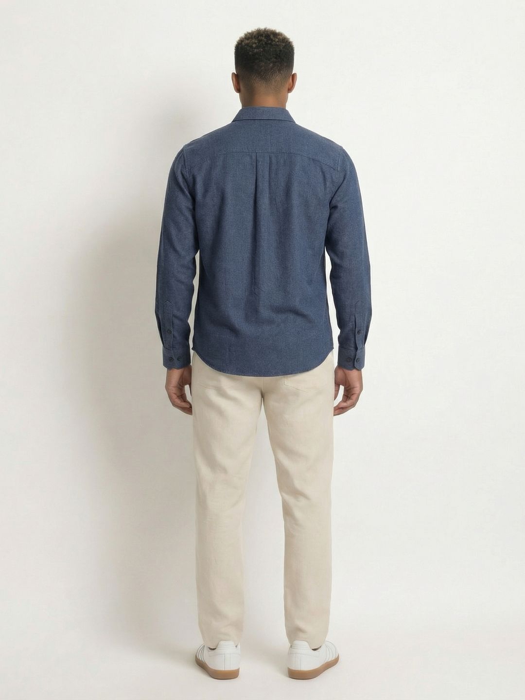 Soft Marl Cotton Navy Full Sleeve Men's Shirt with soft embroideryÊ