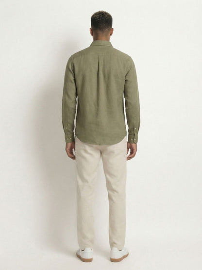 Soft Olive Full Sleeve Linen Men's Shirt