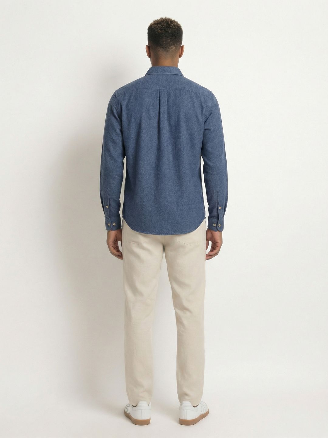 Soft Marl Cotton Navy Full Sleeve Men's Shirt