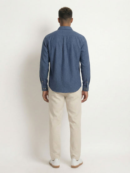 Soft Marl Cotton Navy Full Sleeve Men's Shirt