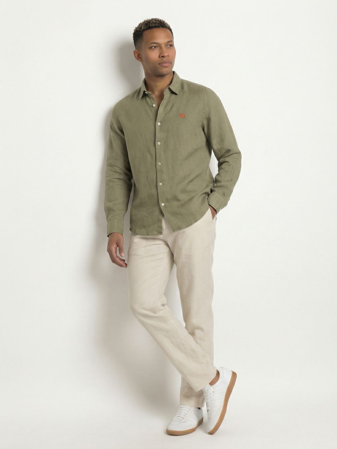 Soft Olive Full Sleeve Linen Men's Shirt