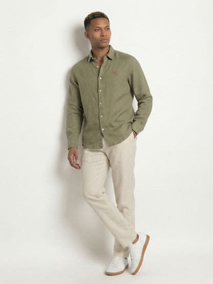 Soft Olive Full Sleeve Linen Men's Shirt