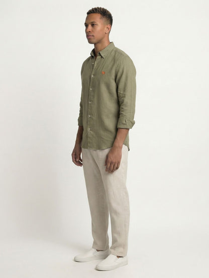 Soft Olive Full Sleeve Linen Men's Shirt