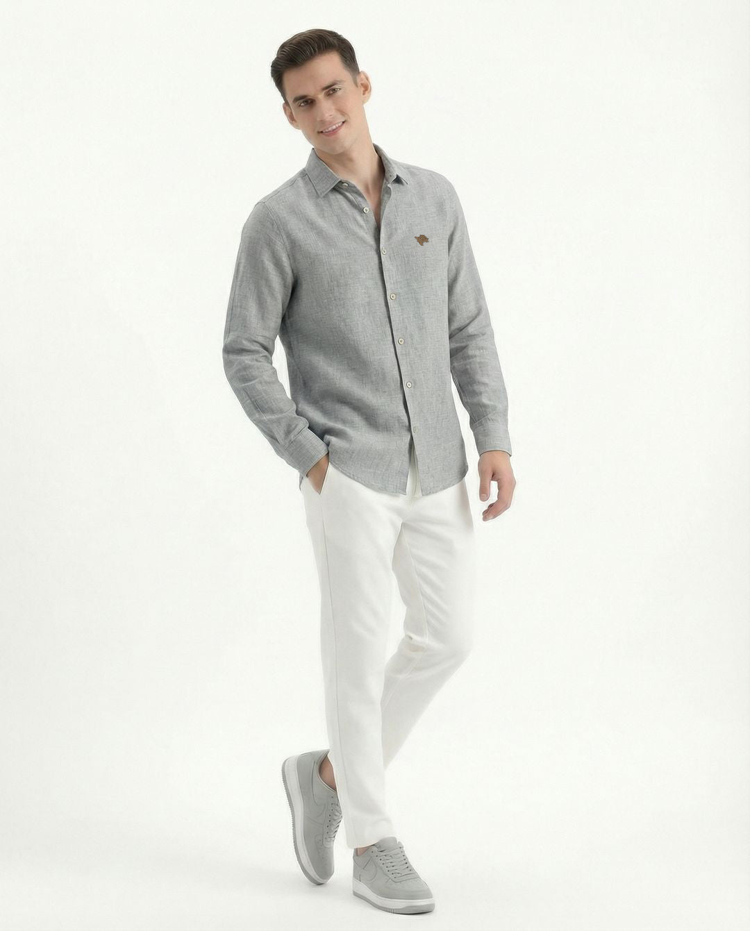 Soft Marl Cotton Grey Full Sleeve Men's Shirt