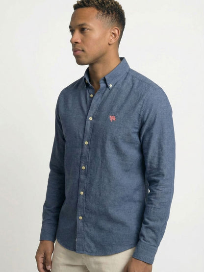 Soft Marl Cotton Navy Full Sleeve Men's Shirt