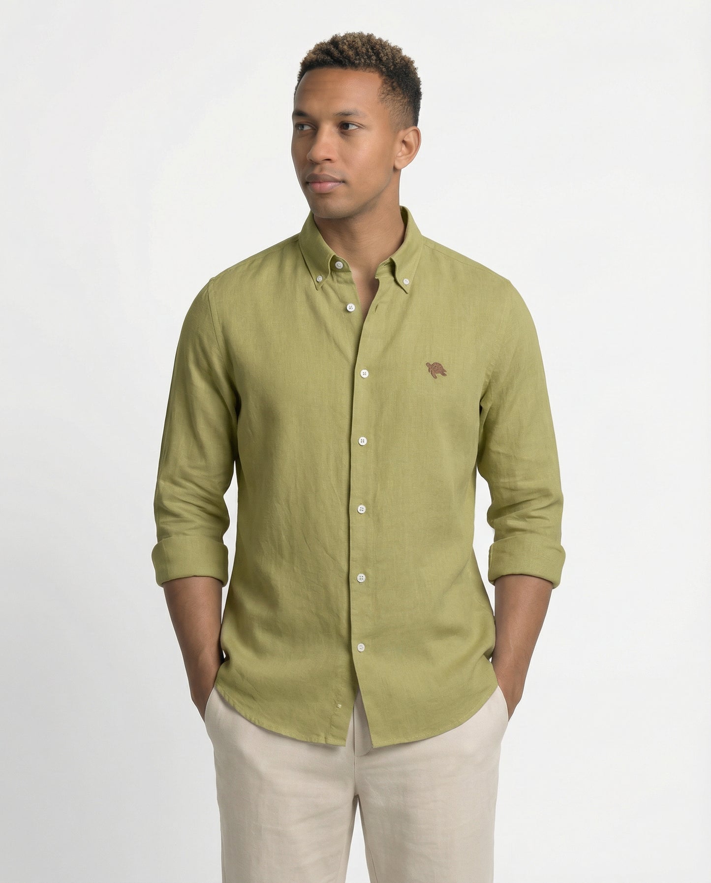 Green Ash Full Sleeve Soft Linen Men's Shirt