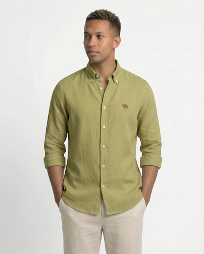 Green Ash Full Sleeve Soft Linen Men's Shirt