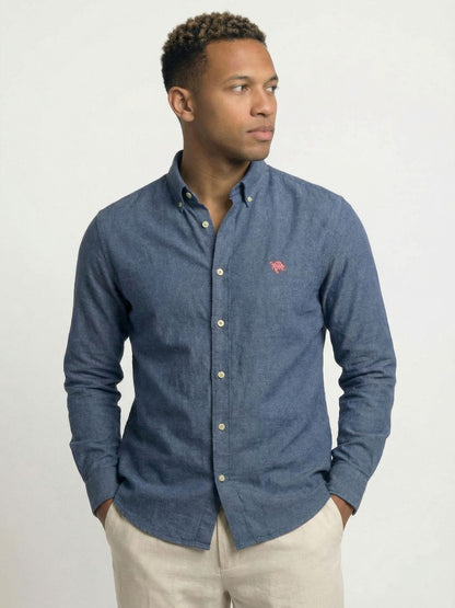 Soft Marl Cotton Navy Full Sleeve Men's Shirt