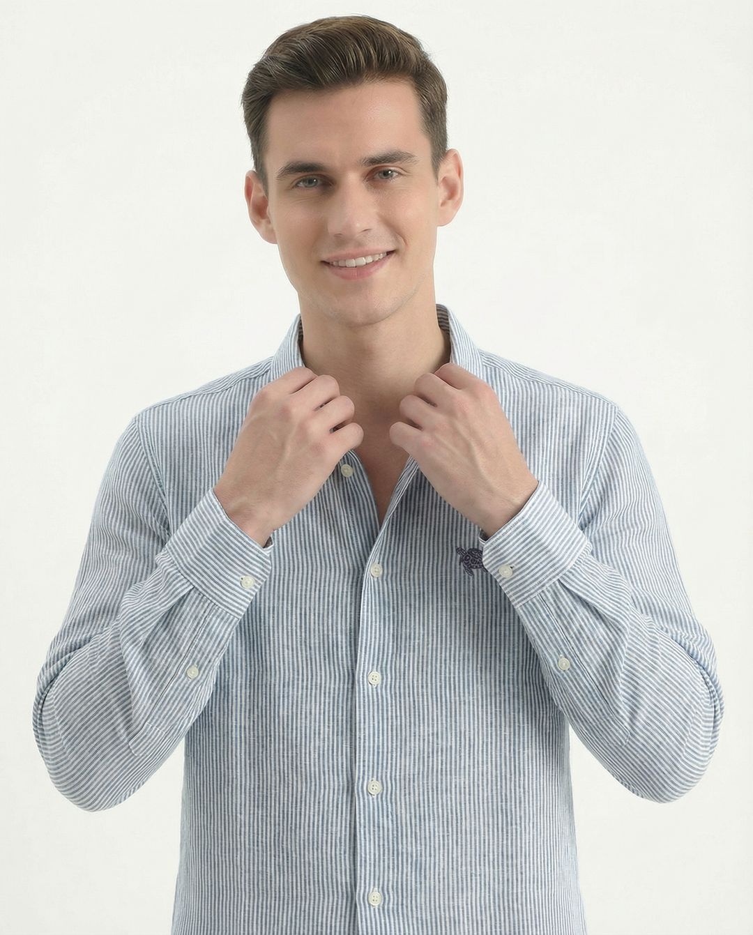 Blue Small Stripes Full Sleeve Soft Linen Men's Shirt