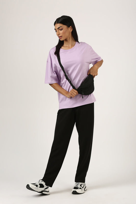 Lavender Solid Oversized Tee