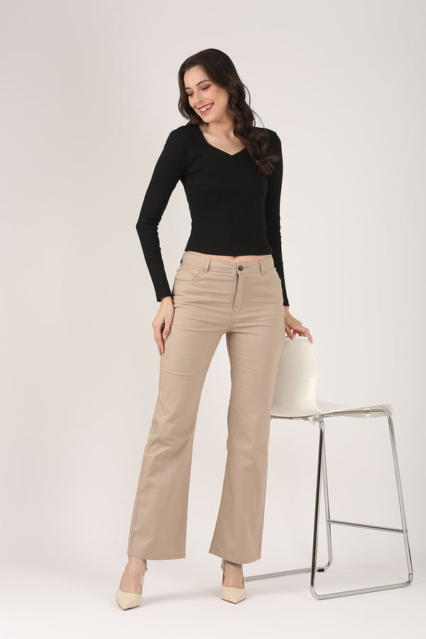 Taupe SoftForm Flare Stretch Cotton Pant
