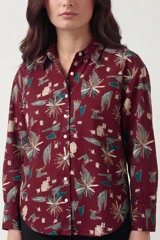 Viscose Printed Oversize Fit Rosy Shirt