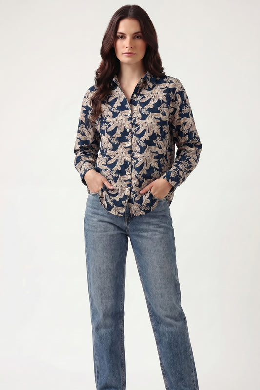 Viscose Printed Oversize Fit Reverie Shirt