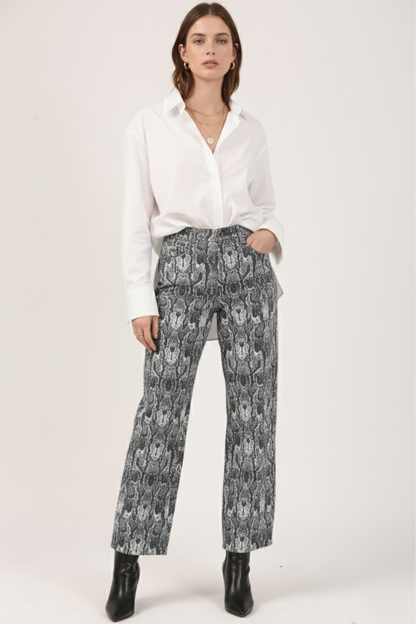Black & Grey Cotton Flare Pant – Casual Wide Leg Trousers