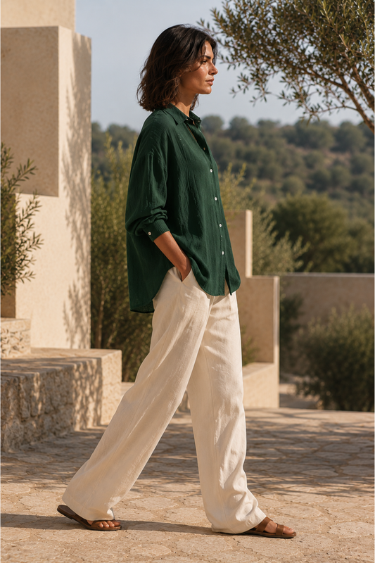 Juniper Crinkle Viscose Oversize Fit Shirt
